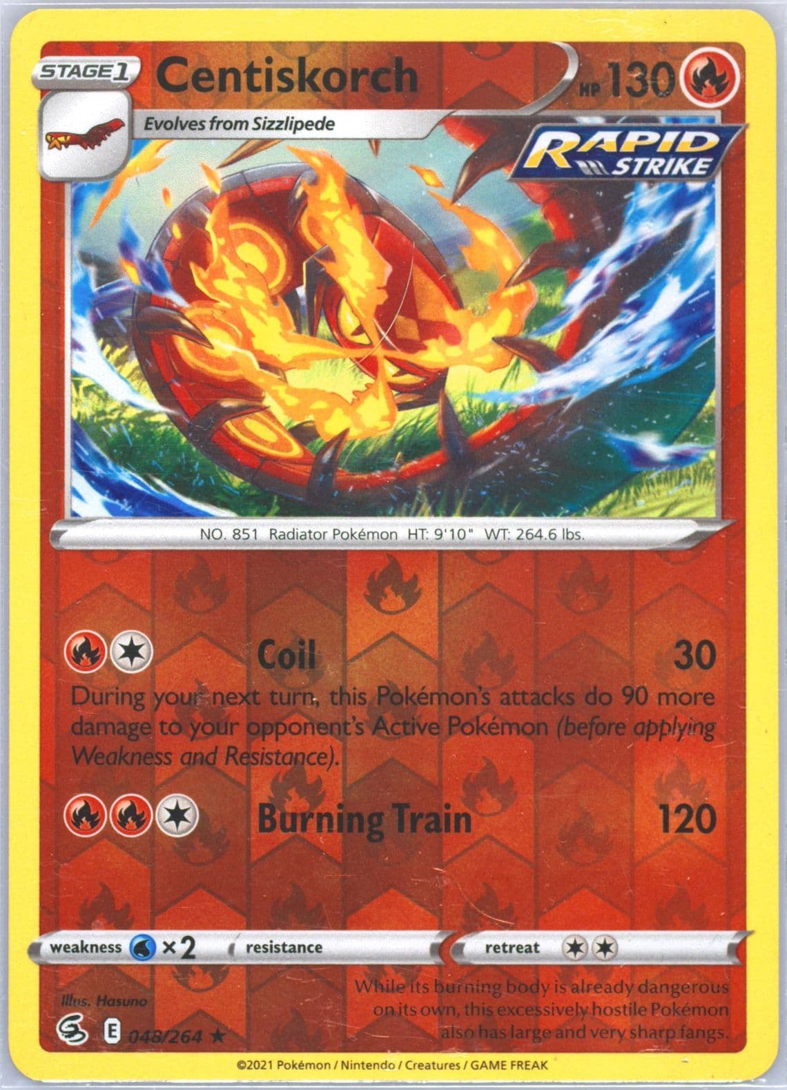 Centiskorch-Reverse Foil (048) 2021 Pokemon Sword & Shield Fusion Strike