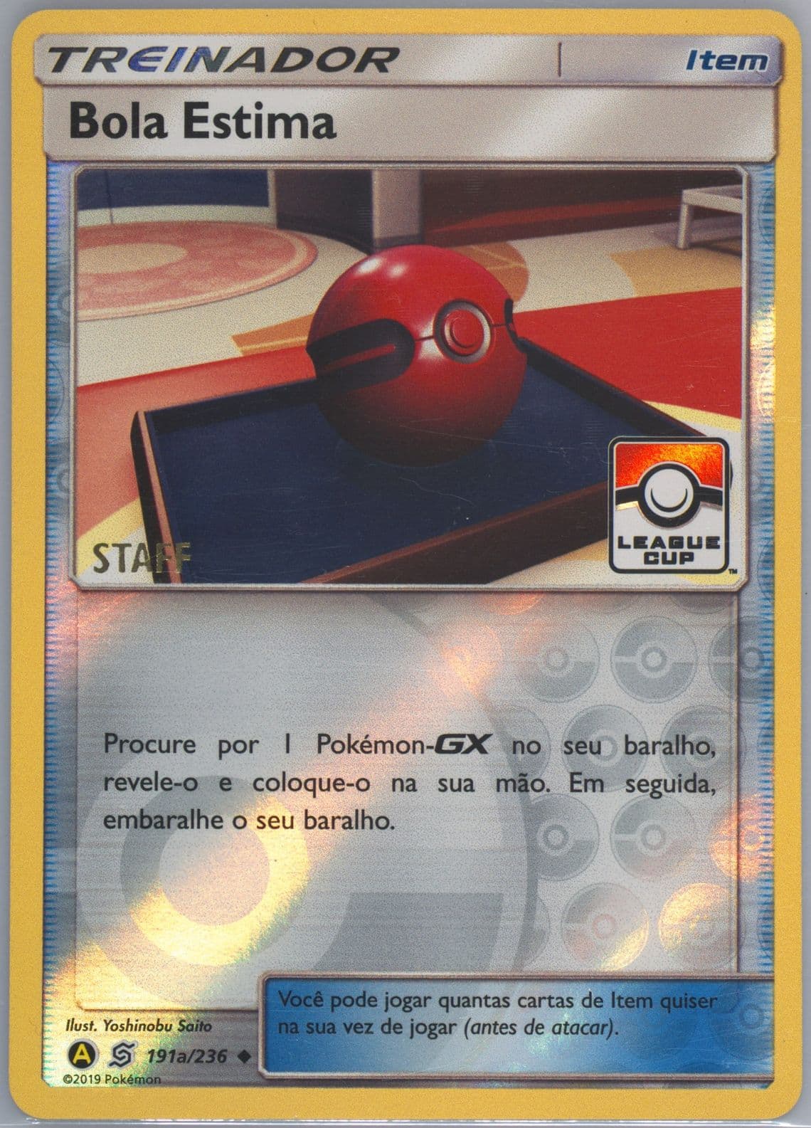 Bola Estima-Reverse Foil Yellow A Alternate Art 2019 Season International Championships Latin America Staff-Portuguese (191a) 2019 Pokemon Sun & Moon Unified Minds