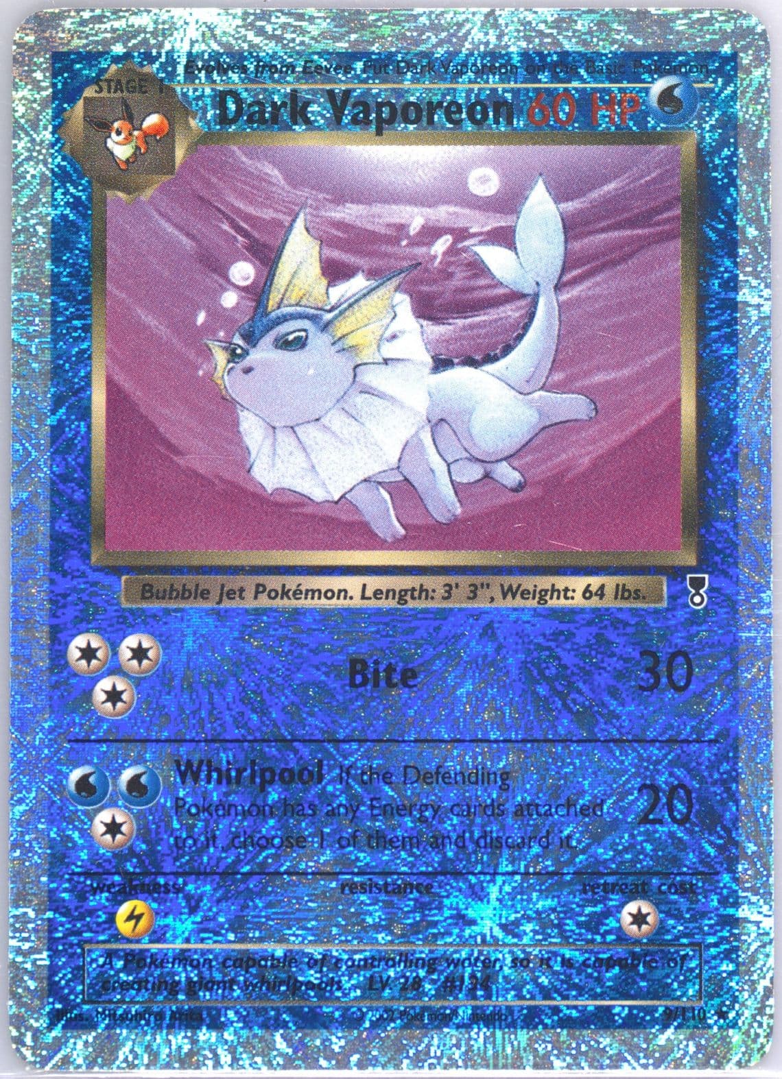 Dark Vaporeon-Reverse Foil (9) 2002 Pokemon Legendary Collection