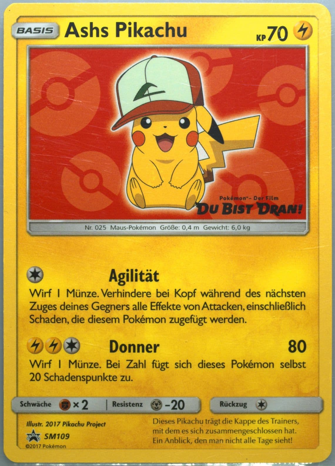 Ashs Pikachu I Choose You!-German (SM109) 2017 Pokemon SM Black Star Promo
