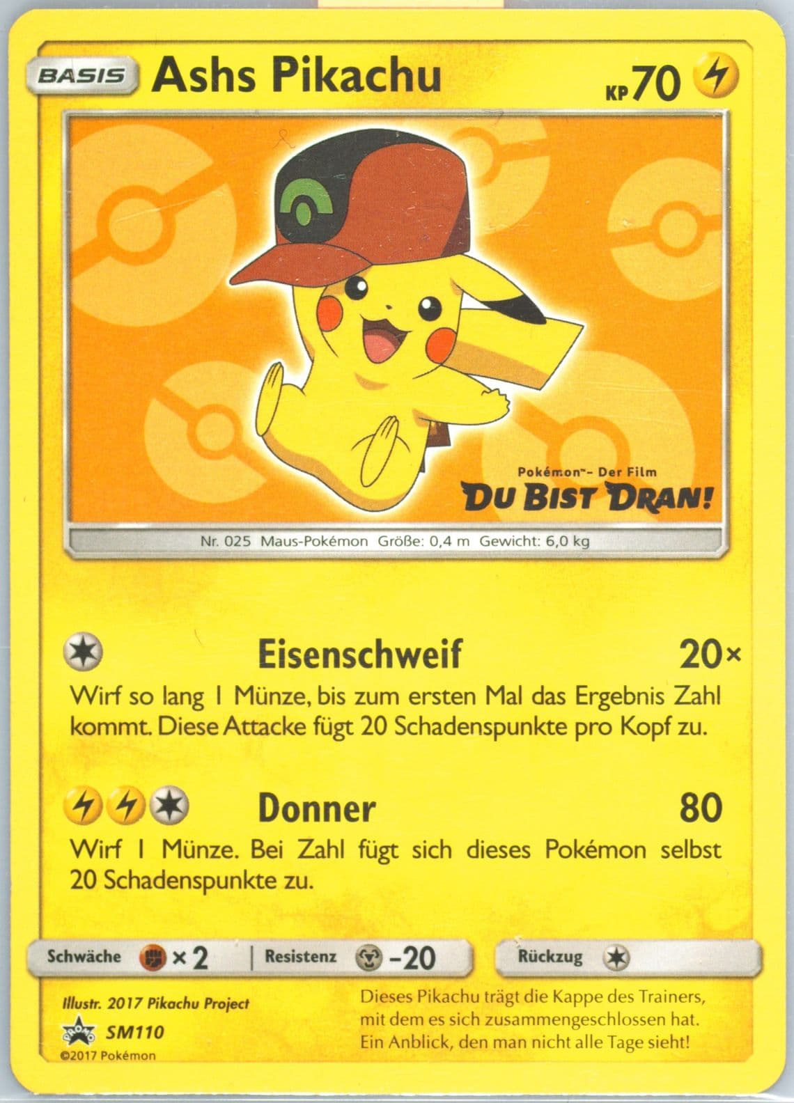Ashs Pikachu I Choose You!-German (SM110) 2017 Pokemon SM Black Star Promo