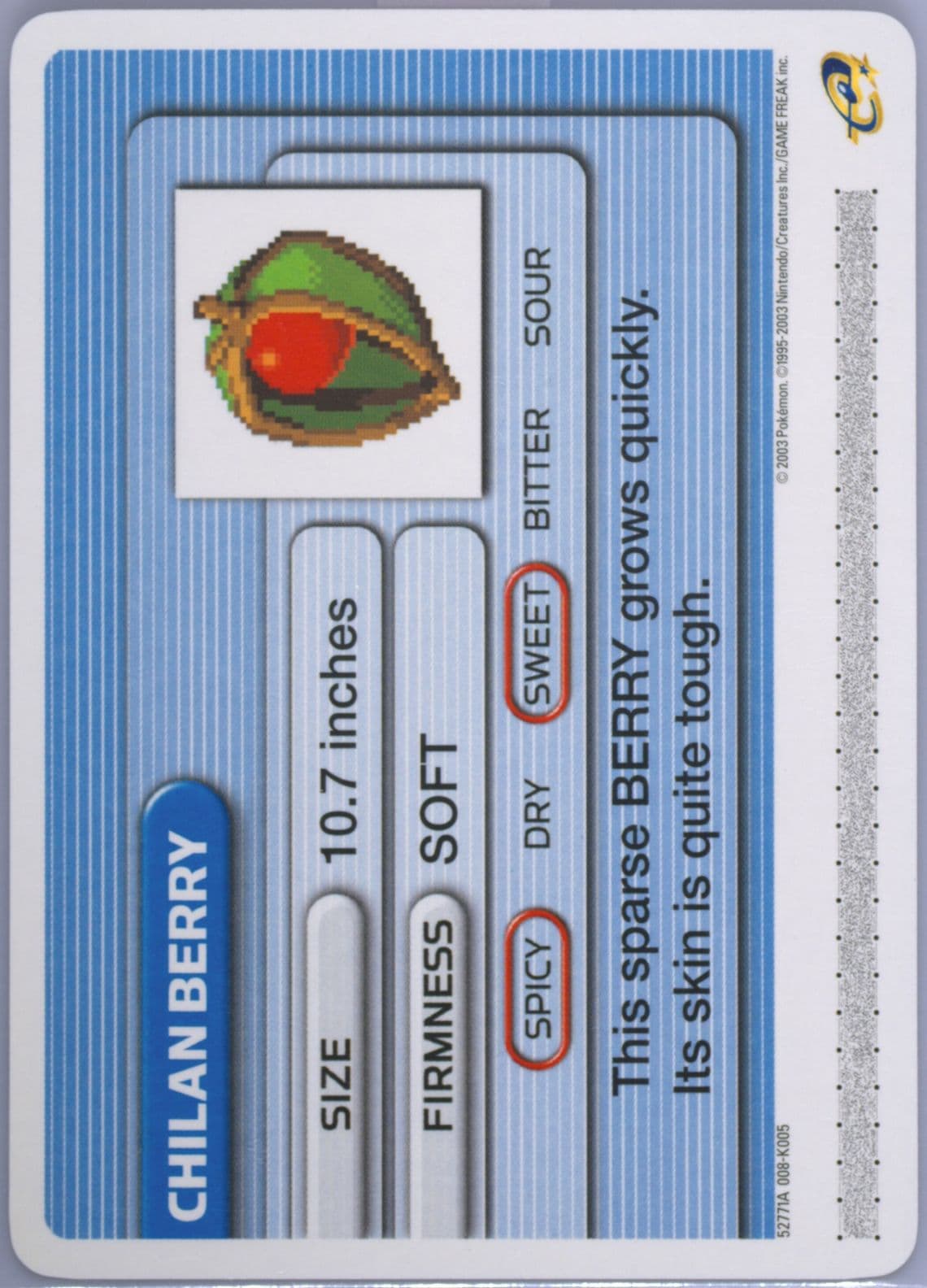 Chilan Berry Cordial Bond (K005) 2003 Pokemon Battle-E Series 1