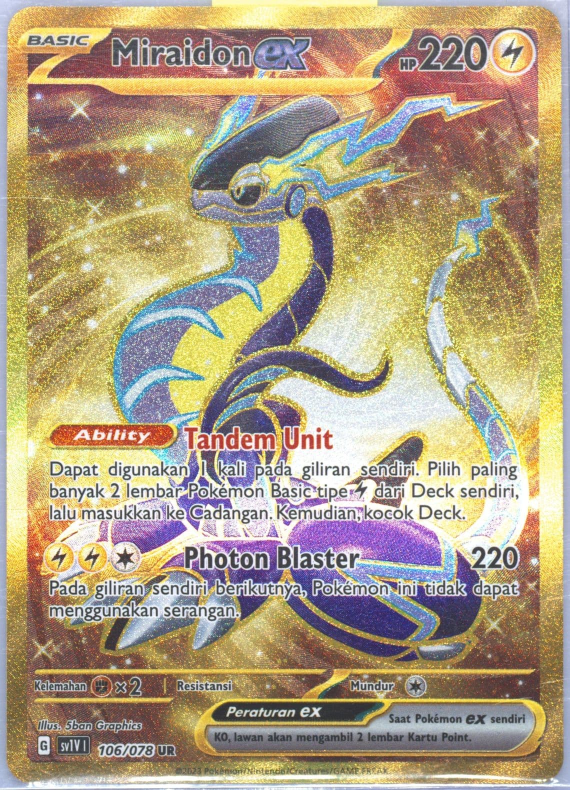Miraidon EX Ultra Rare (106) 2023 Pokemon Indonesian Sv1v I-Violet EX