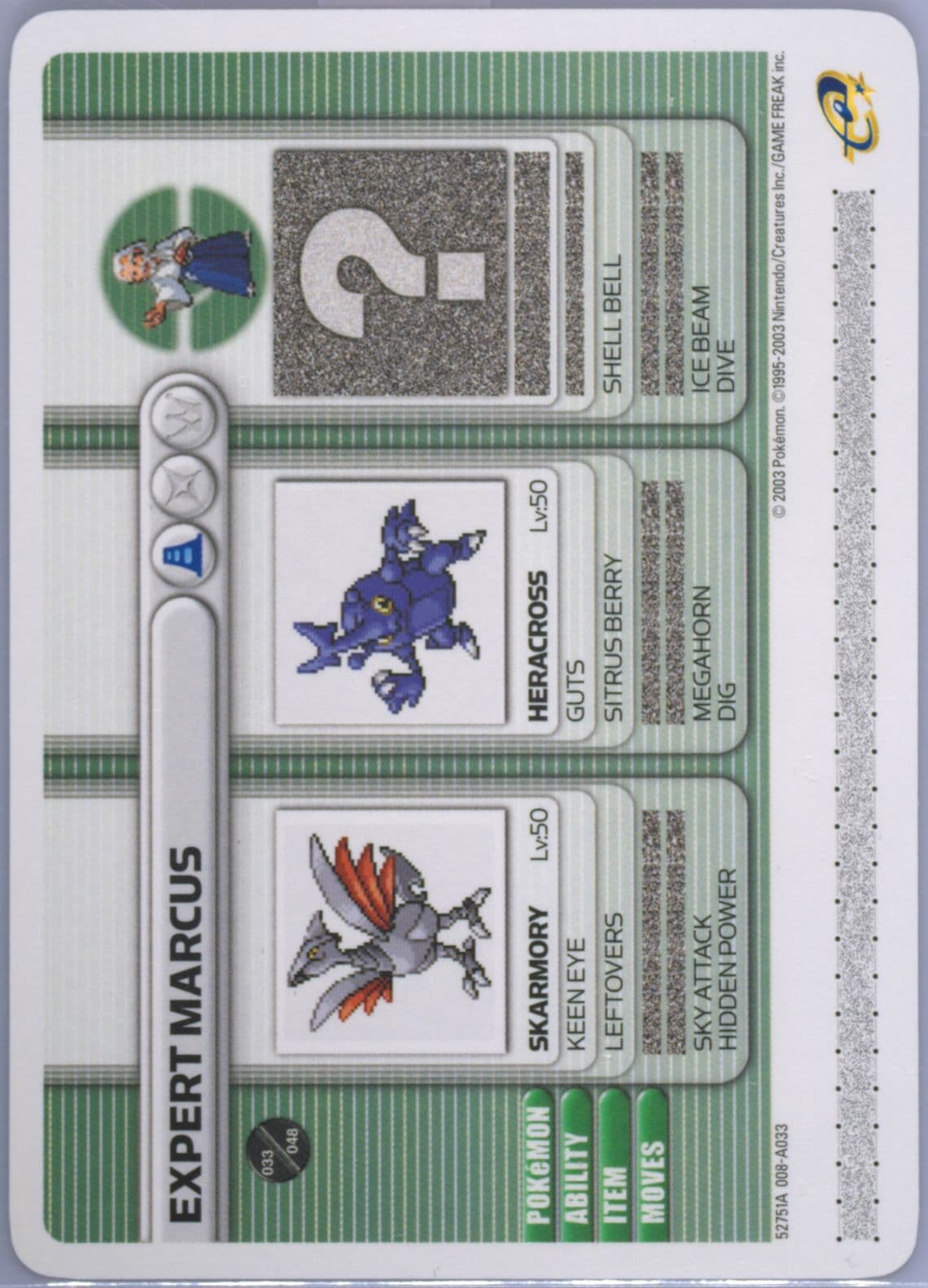Expert Marcus Cordial Bond (A033) 2003 Pokemon Battle-E Series 1