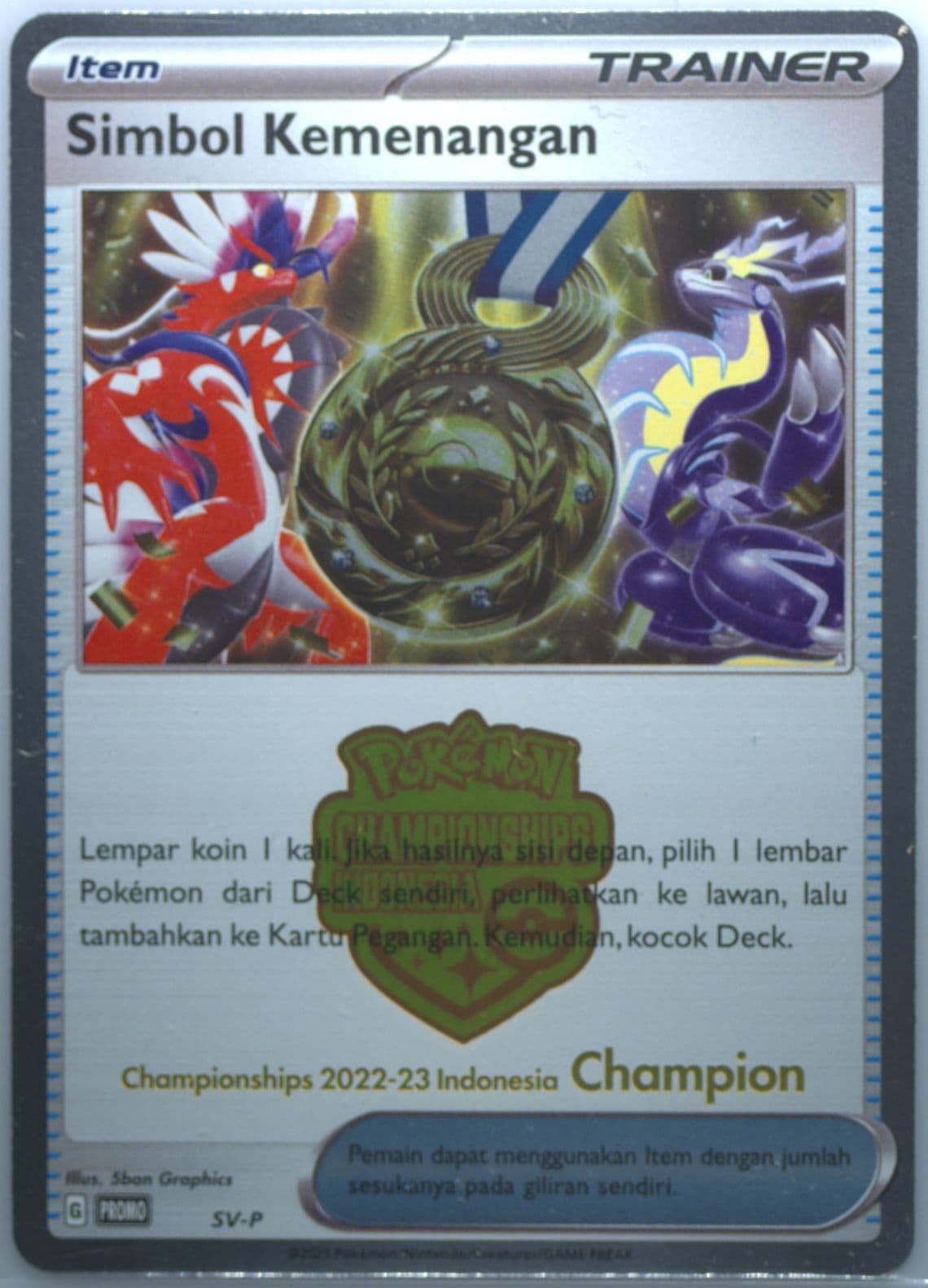 Victory Symbol Pokemon Championships Indonesia 2022-2023-Champion (SV-P) 2023 Pokemon Indonesian SV Promo