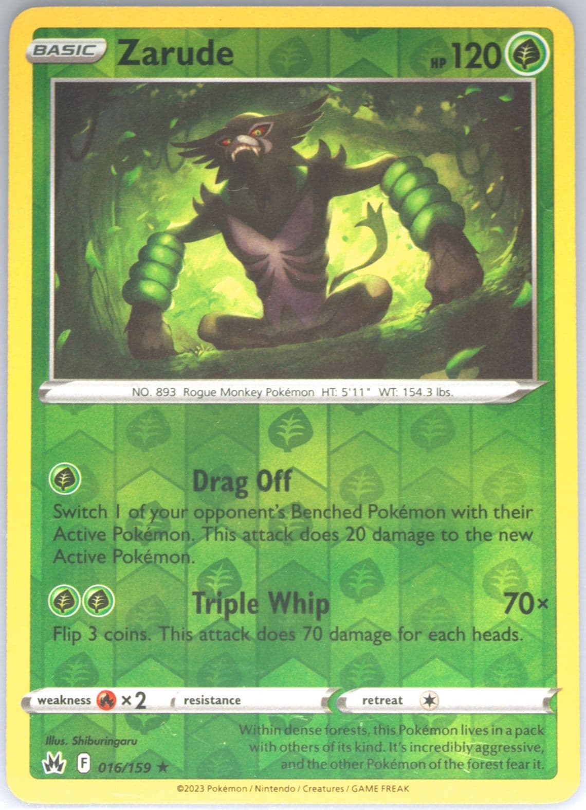 Zarude-Reverse Foil (016) 2023 Pokemon Sword and Shield Crown Zenith