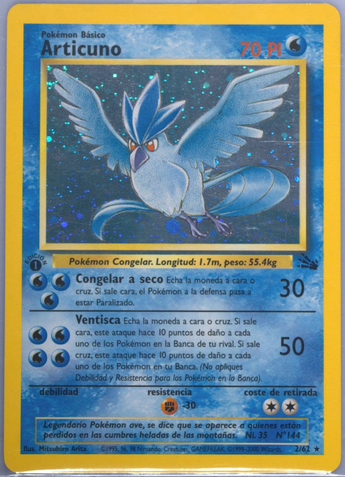 Articuno-Holo 1st Edition (2) 2000 Pokemon Spanish Fossil