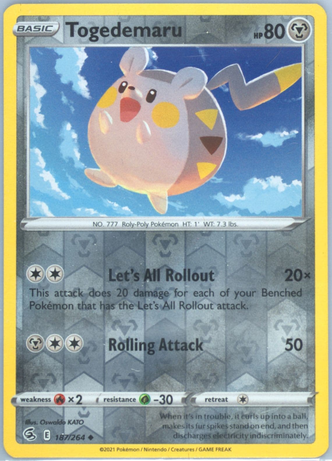 Togedemaru-Reverse Foil (077) 2021 Pokemon Sword & Shield Fusion Strike