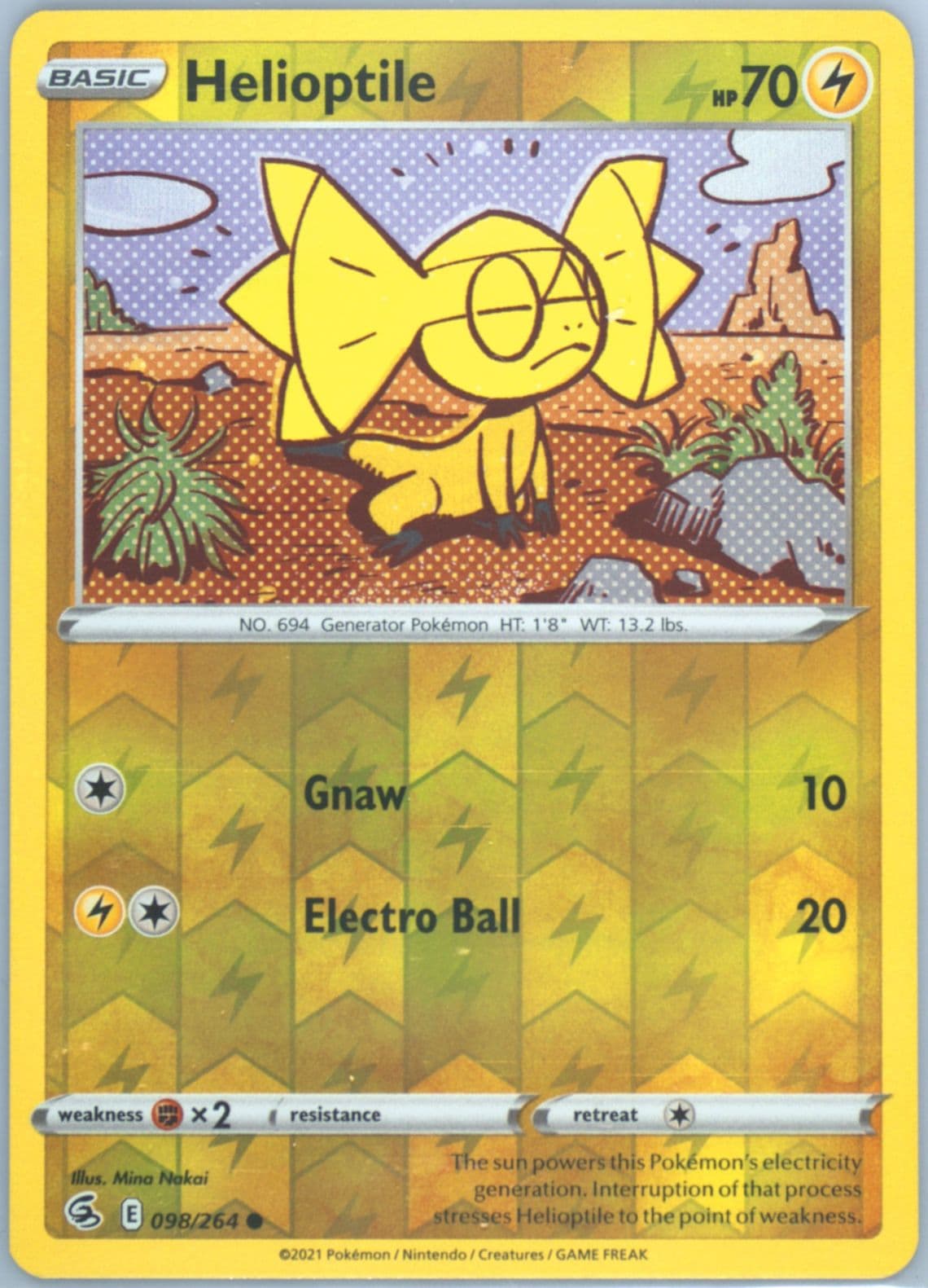 Helioptile-Reverse Foil (098) 2021 Pokemon Sword & Shield Fusion Strike