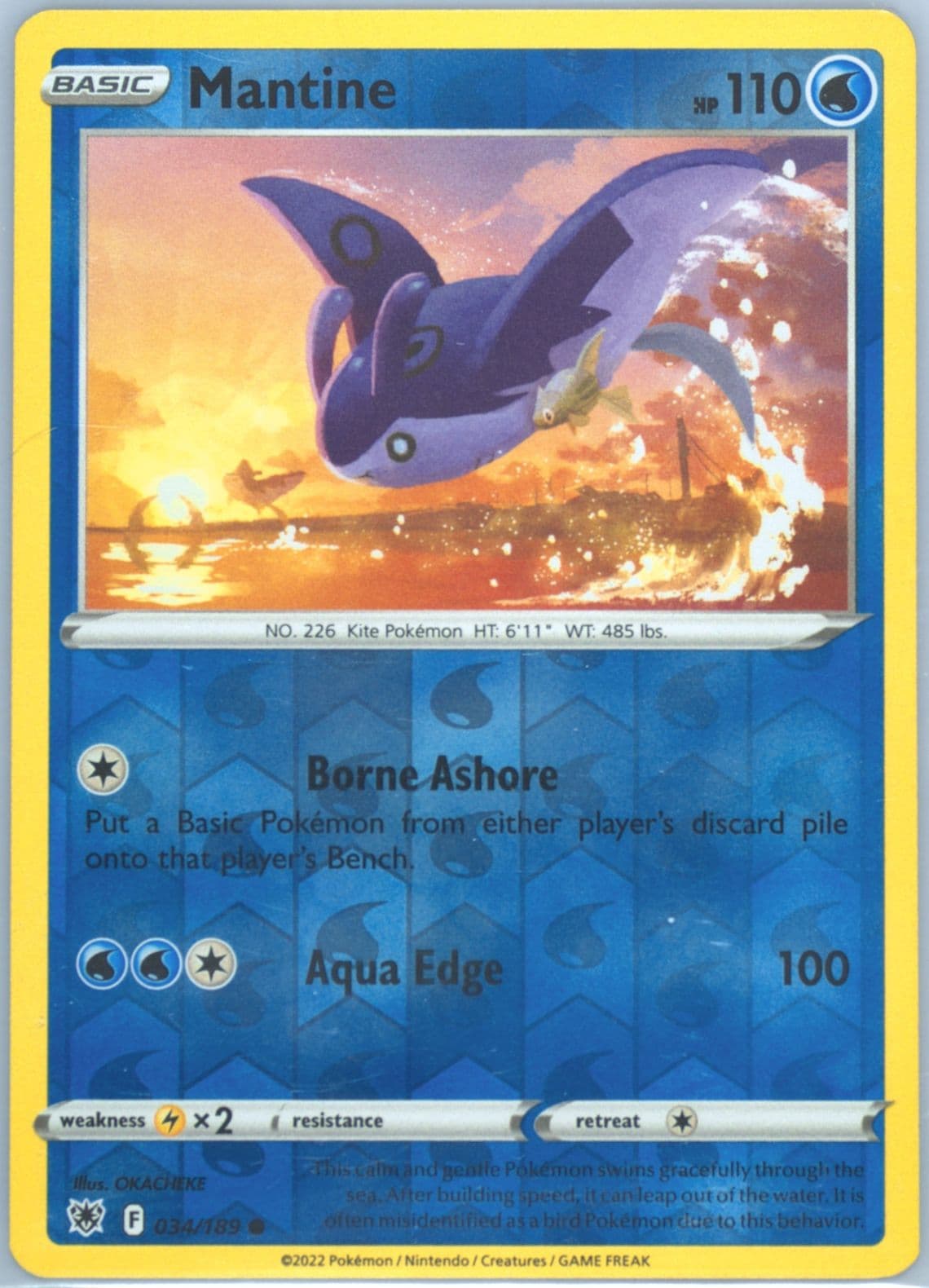 Mantine-Reverse Foil (034) 2022 Pokemon Sword & Shield Astral Radiance