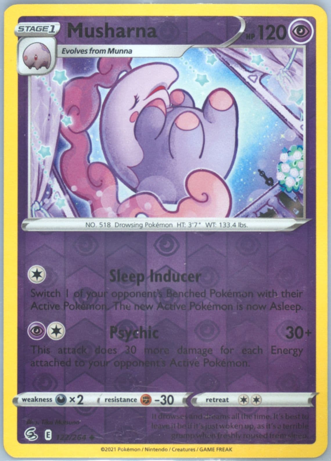 Musharna-Reverse Foil (122) 2021 Pokemon Sword & Shield Fusion Strike