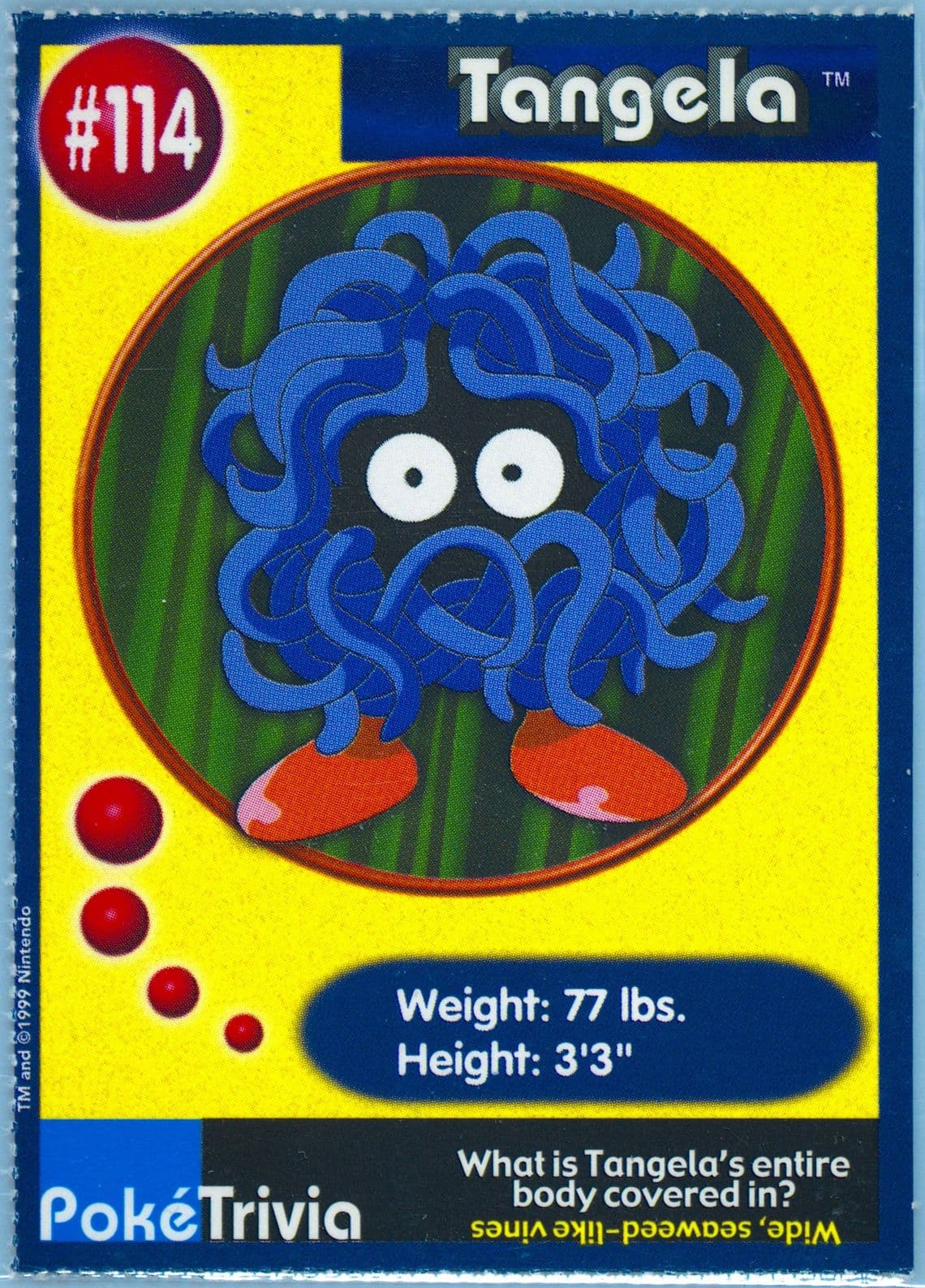 Tangela Perforated (114) 1999 Pokemon Burger King