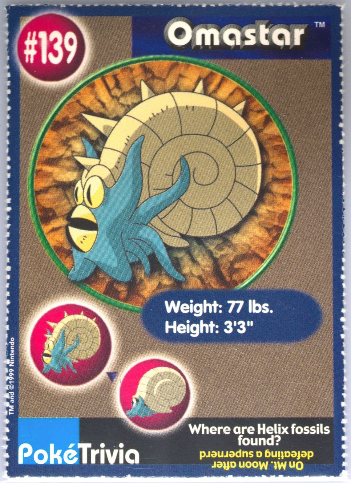 Omastar Perforated (139) 1999 Pokemon Burger King