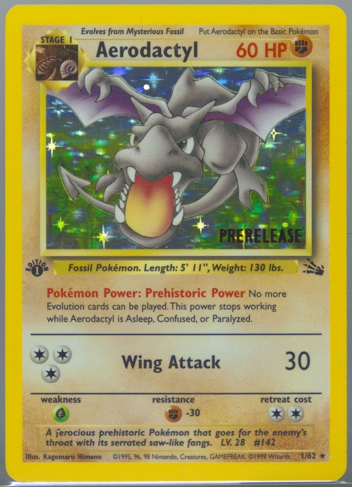 Aerodactyl-Holo 1st Edition-Prerelease (1) 1999 Pokemon Fossil