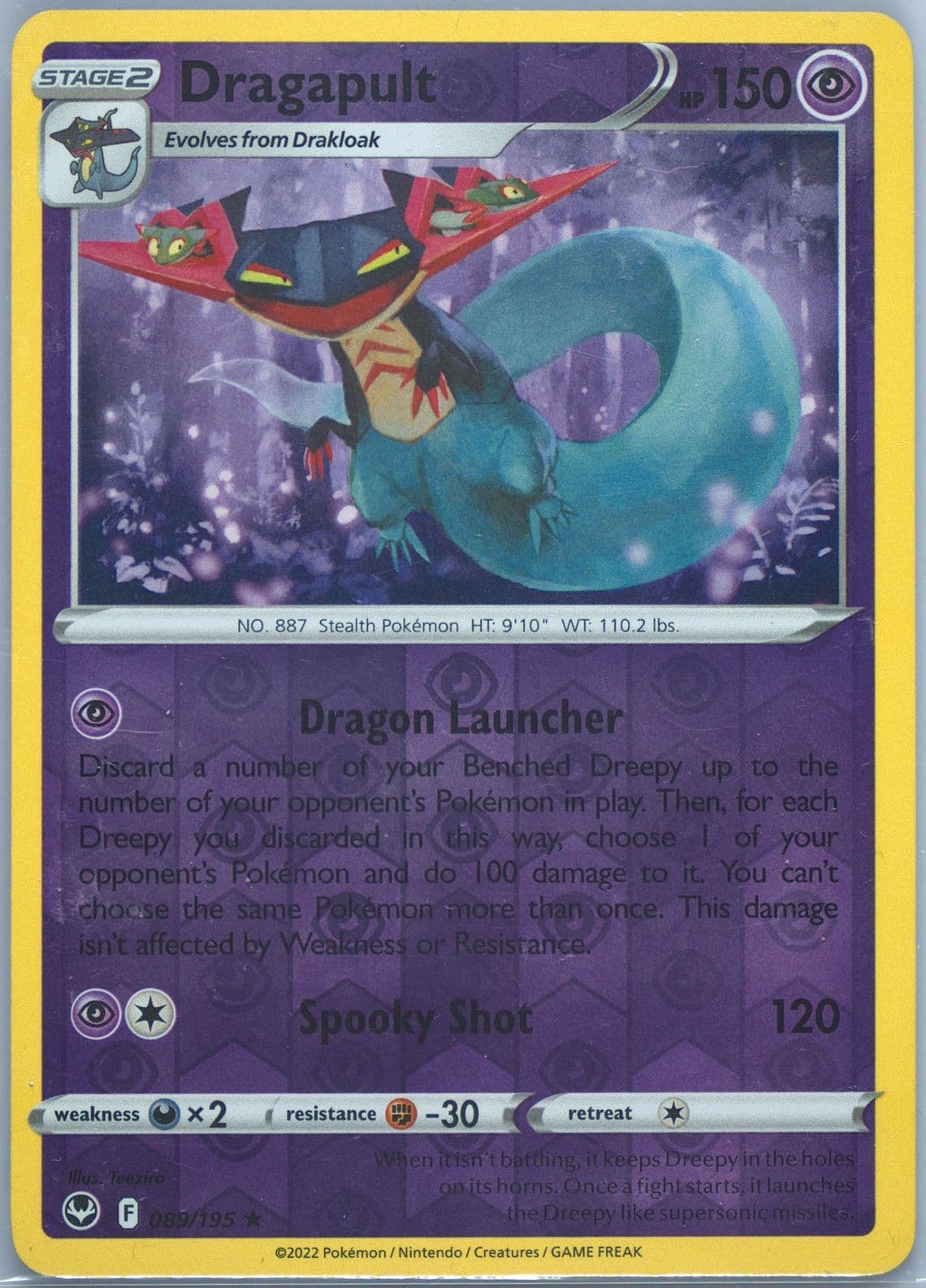 Dragapult-Reverse Foil (089) 2022 Pokemon Sword & Shield Silver Tempest
