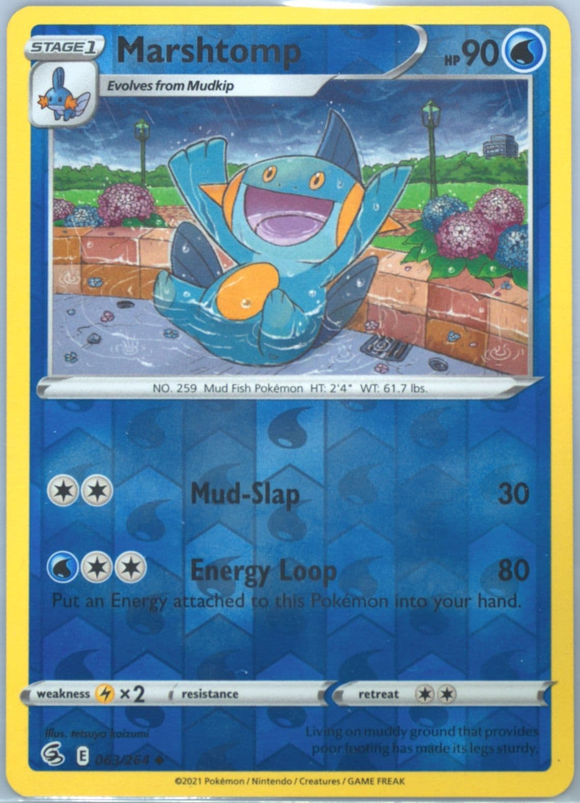 Marshtomp-Reverse Foil (063) 2021 Pokemon Sword & Shield Fusion Strike