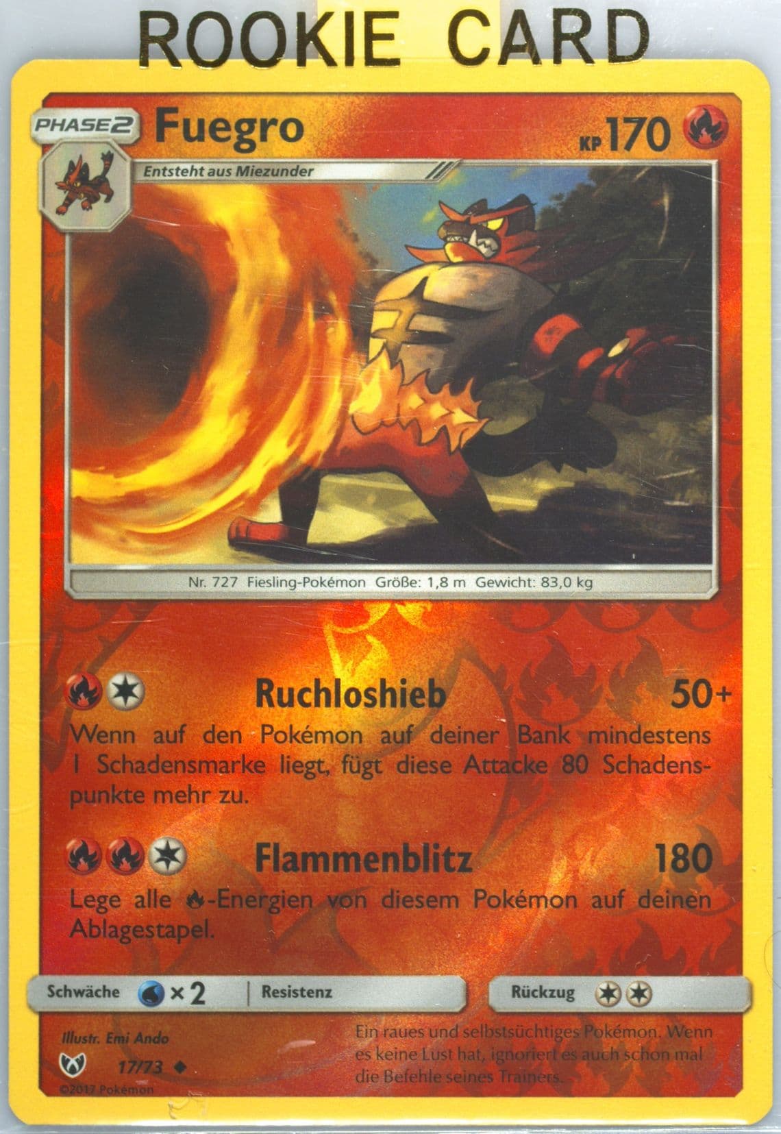 Fuegro-Reverse Foil German (17) 2017 Pokemon Sun & Moon Shining Legends