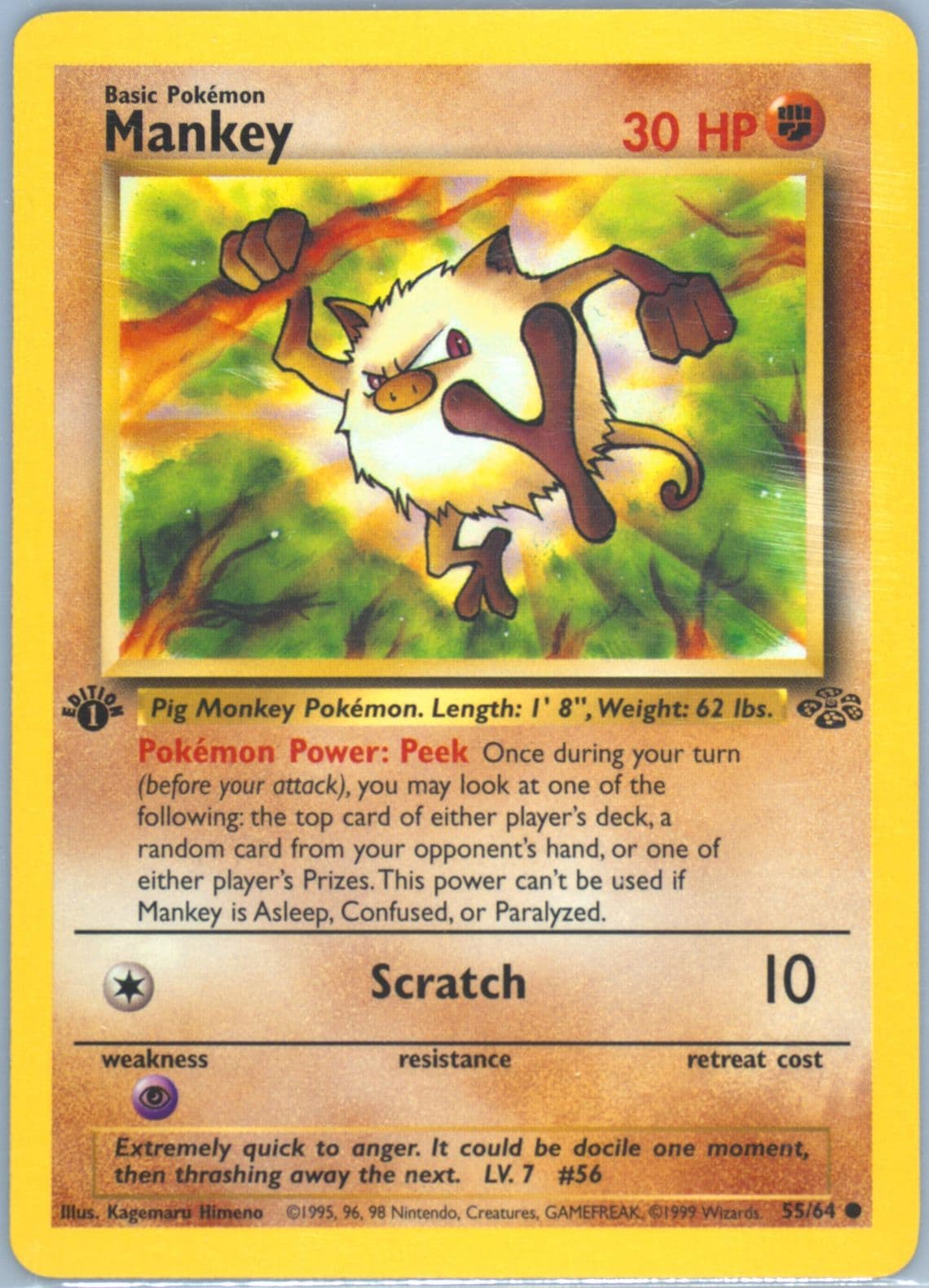 Mankey 1st Edition (55) 1999 Pokemon Jungle