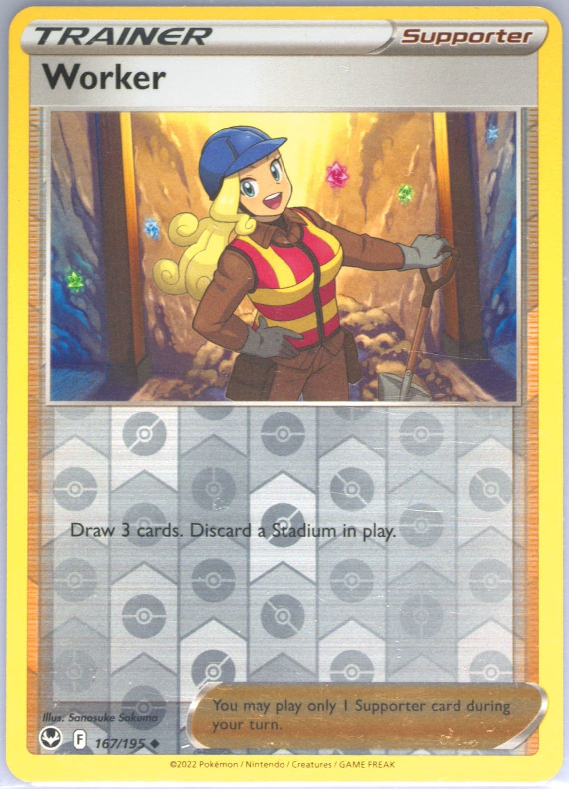 Worker-Reverse Foil (167) 2022 Pokemon Sword & Shield Silver Tempest