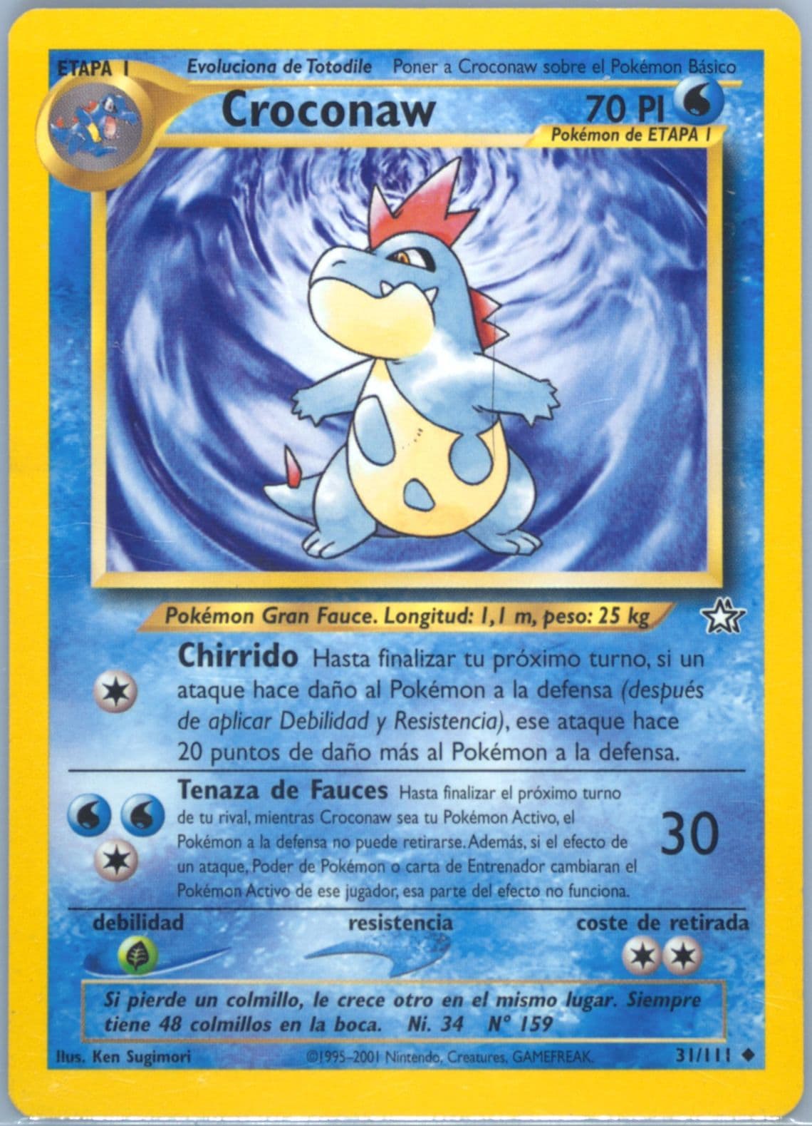 Croconaw (31) 2001 Pokemon Spanish Neo Genesis
