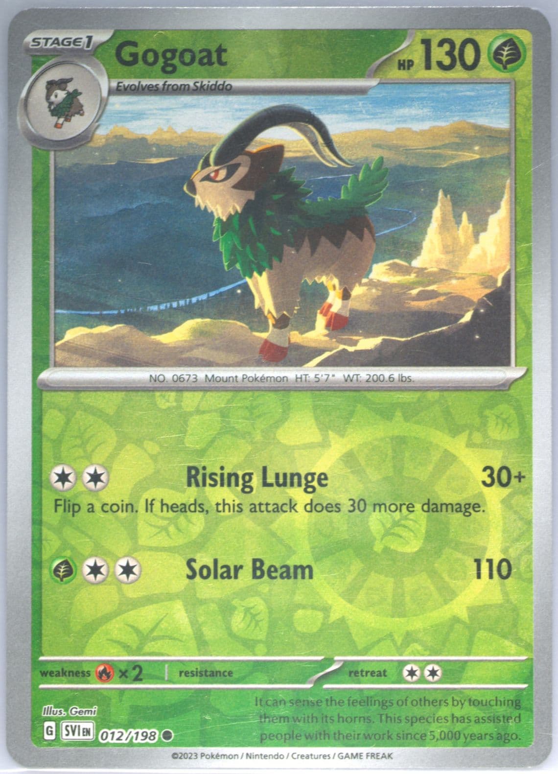 Gogoat Reverse Holo (012) 2023 Pokemon Svi EN-Scarlet & Violet