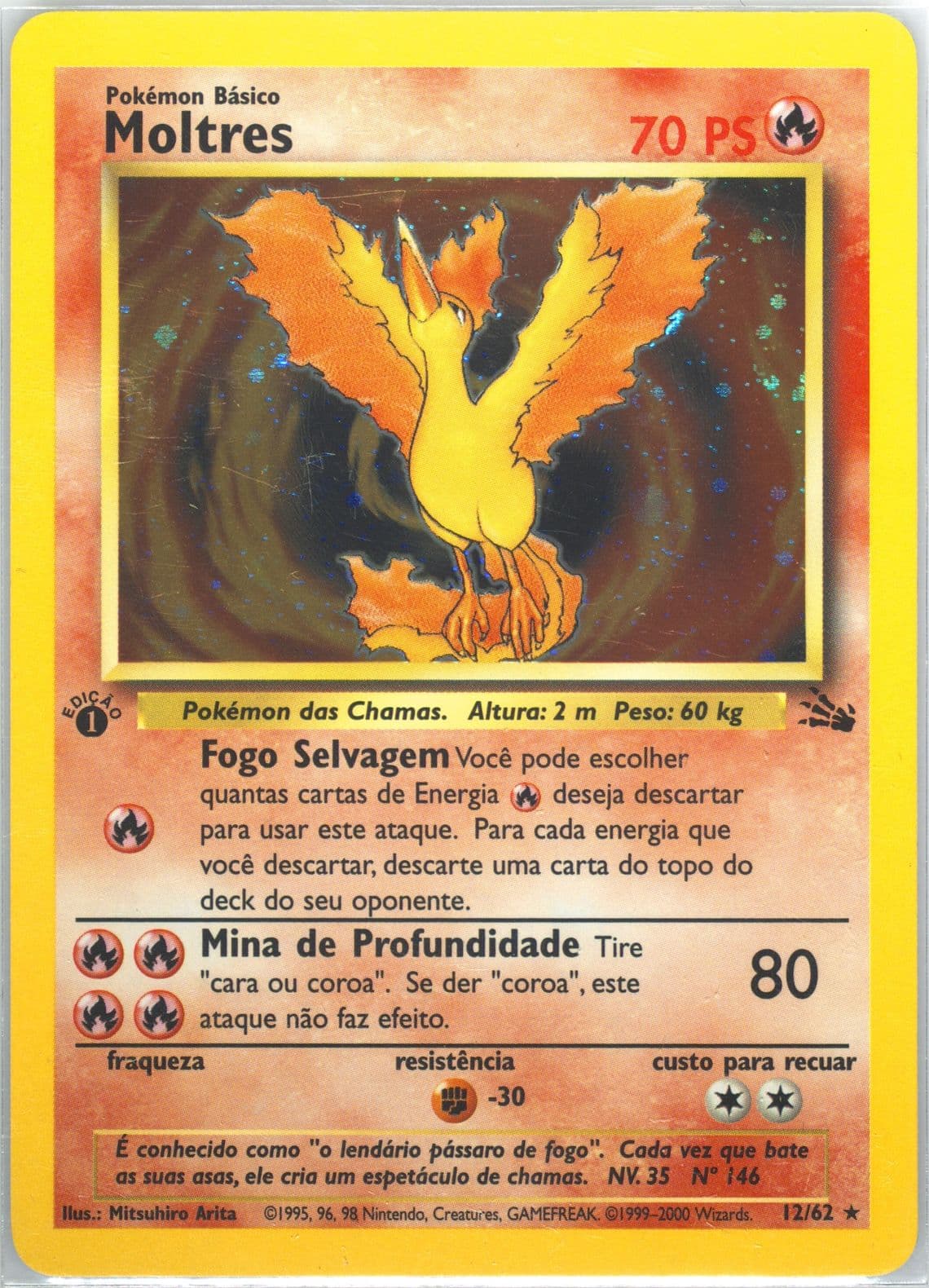 Moltres-Holo 1st Edition (12) 2000 Pokemon Portuguese Fossil