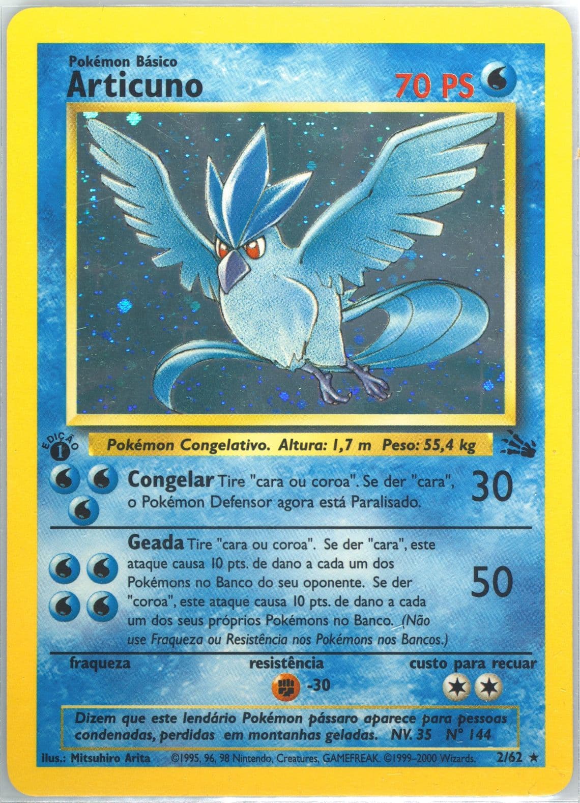 Articuno-Holo 1st Edition (2) 2000 Pokemon Portuguese Fossil