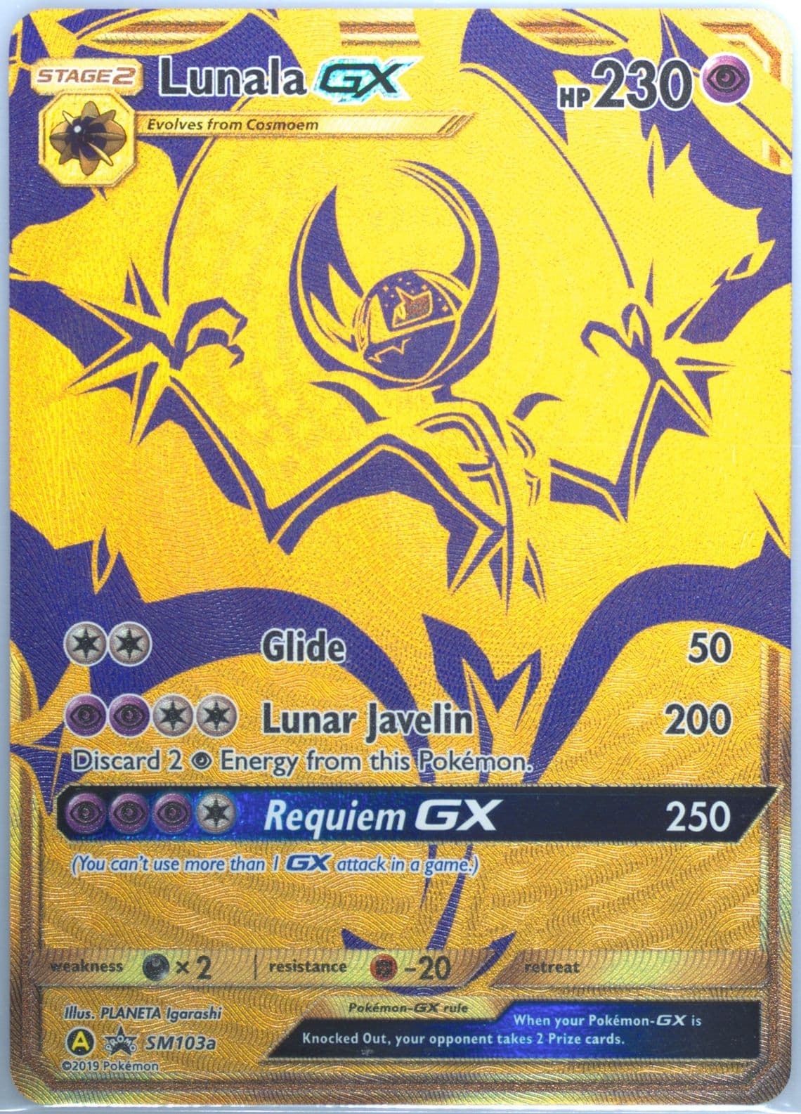 Full Art/Lunala GX Hidden Fates Premium Collection-Spanish (SM103a) 2019 Pokemon SM Black Star Promo