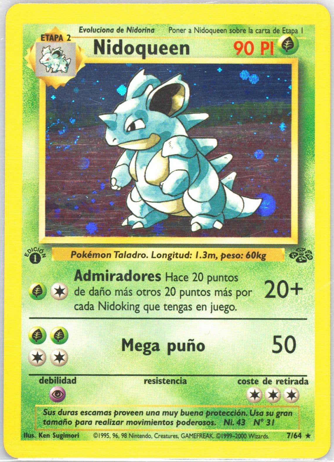 Nidoqueen-Holo 1st Edition (7) 2000 Pokemon Spanish Jungle