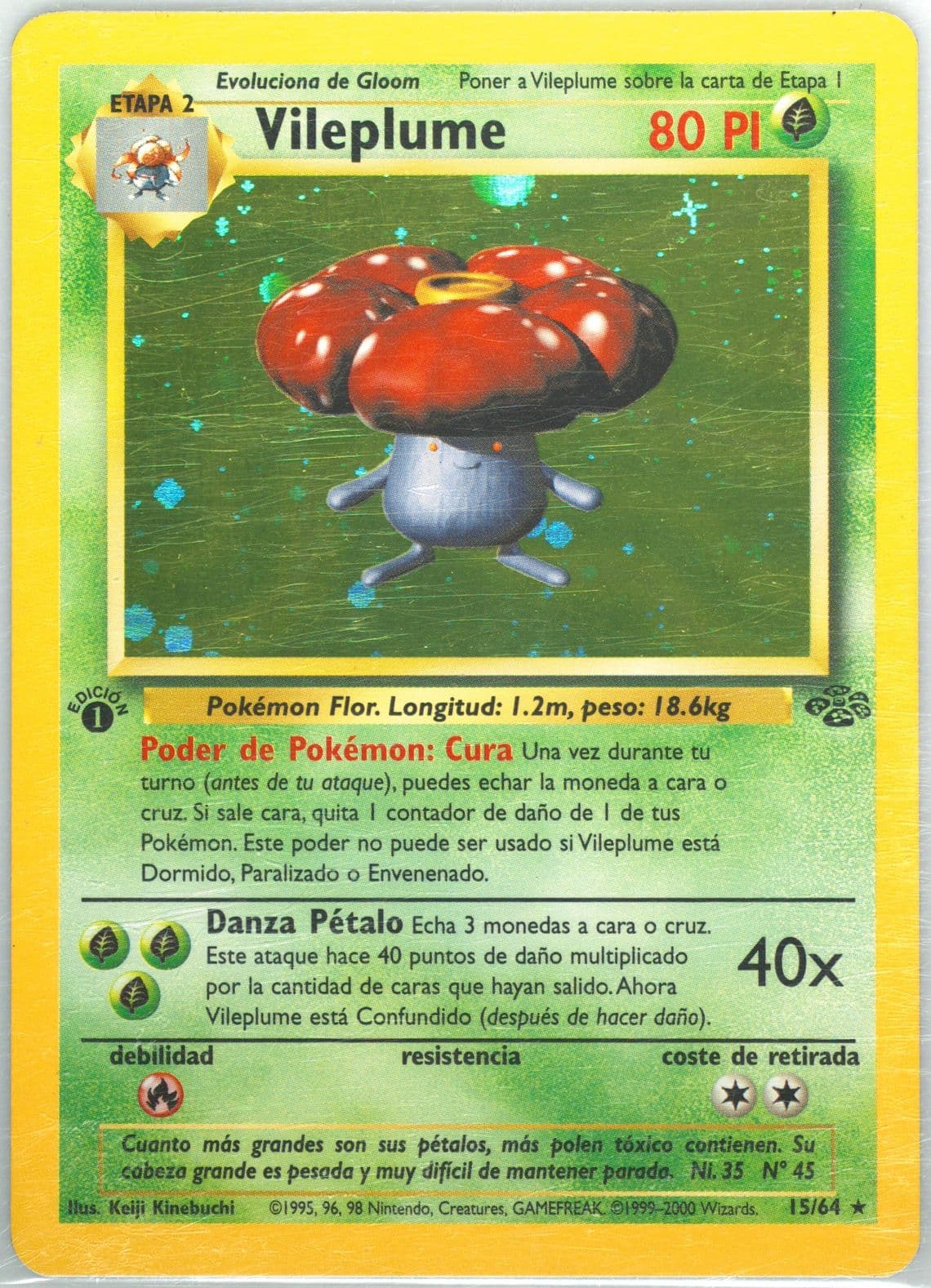 Vileplume-Holo 1st Edition (15) 2000 Pokemon Spanish Jungle