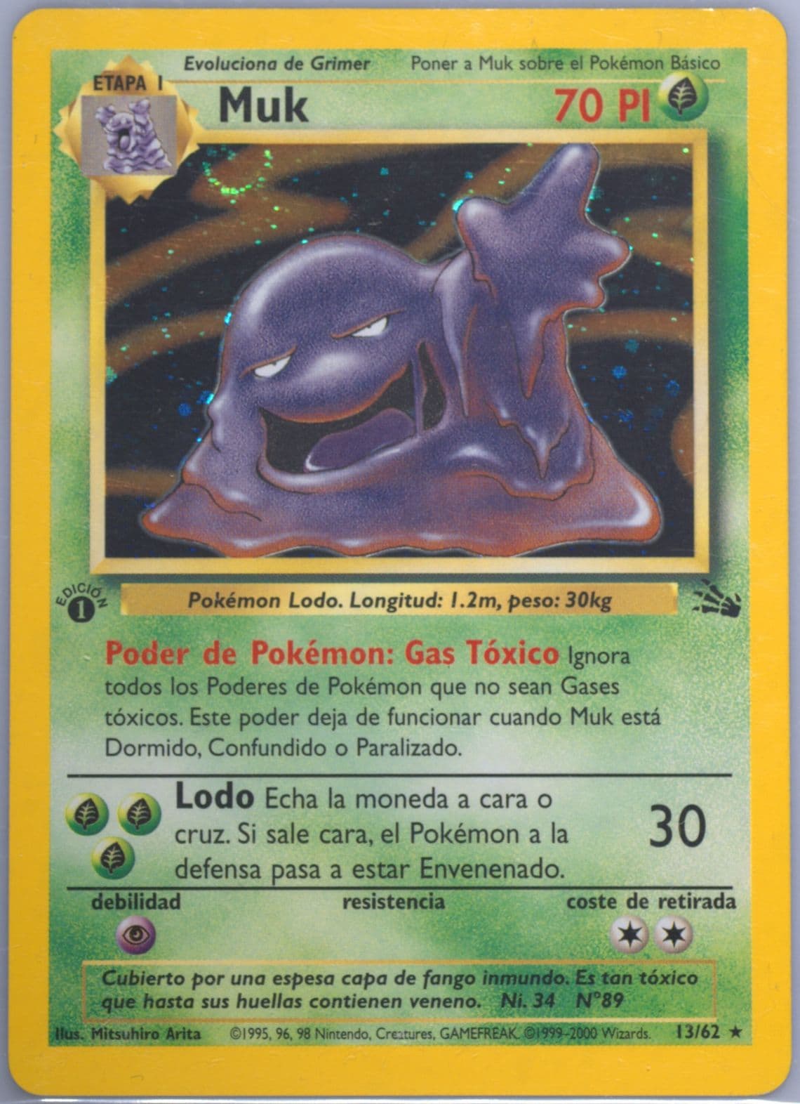 Muk-Holo 1st Edition (13) 2000 Pokemon Spanish Fossil