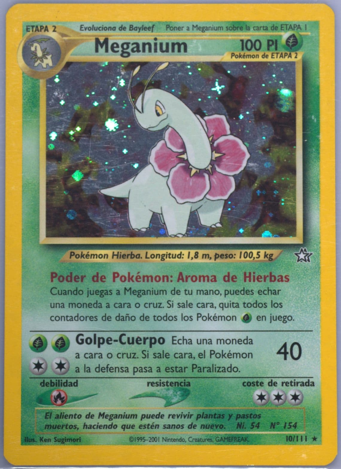 Meganium-Holo (10) 2001 Pokemon Spanish Neo Genesis