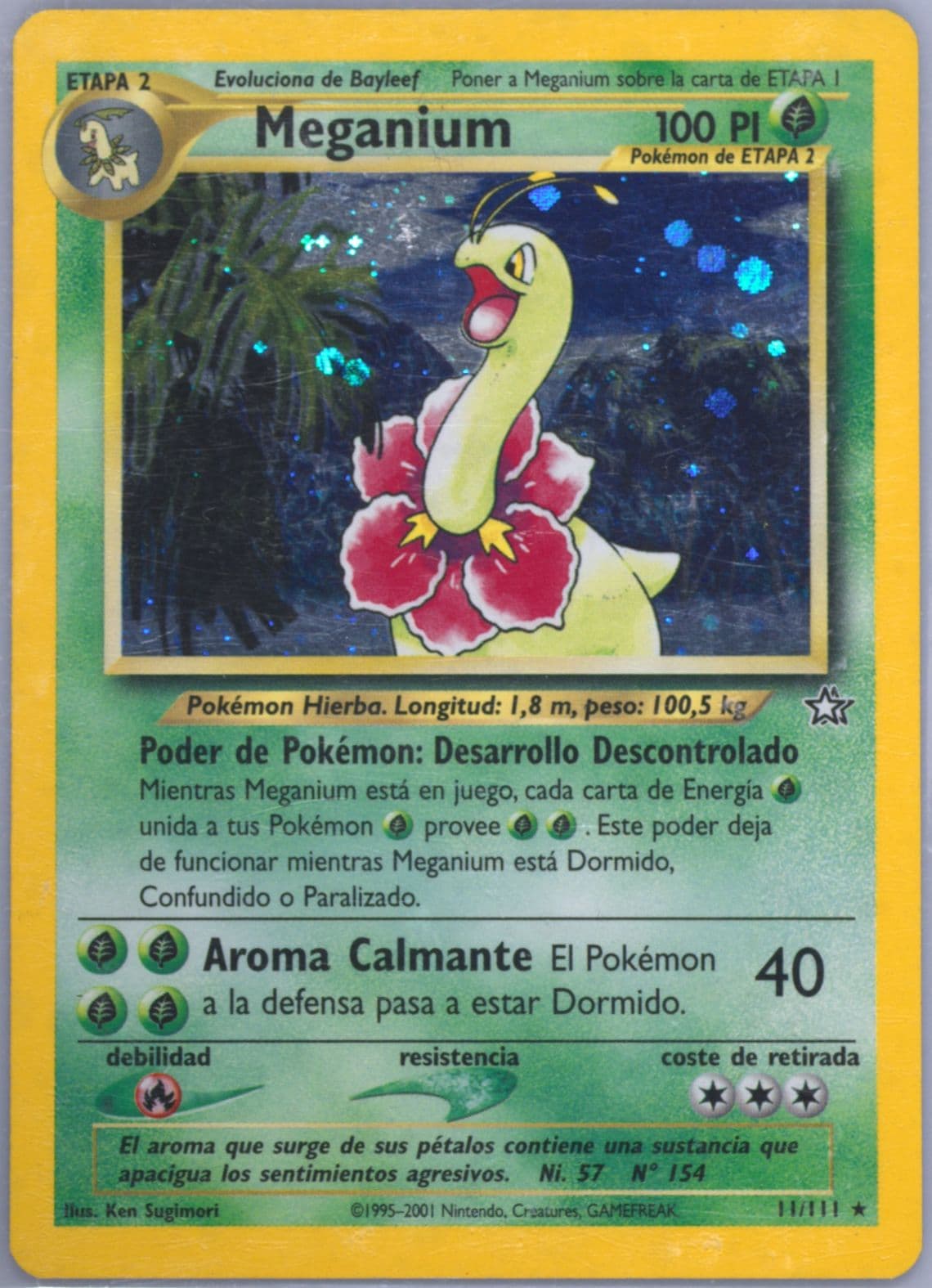 Meganium-Holo (11) 2001 Pokemon Spanish Neo Genesis