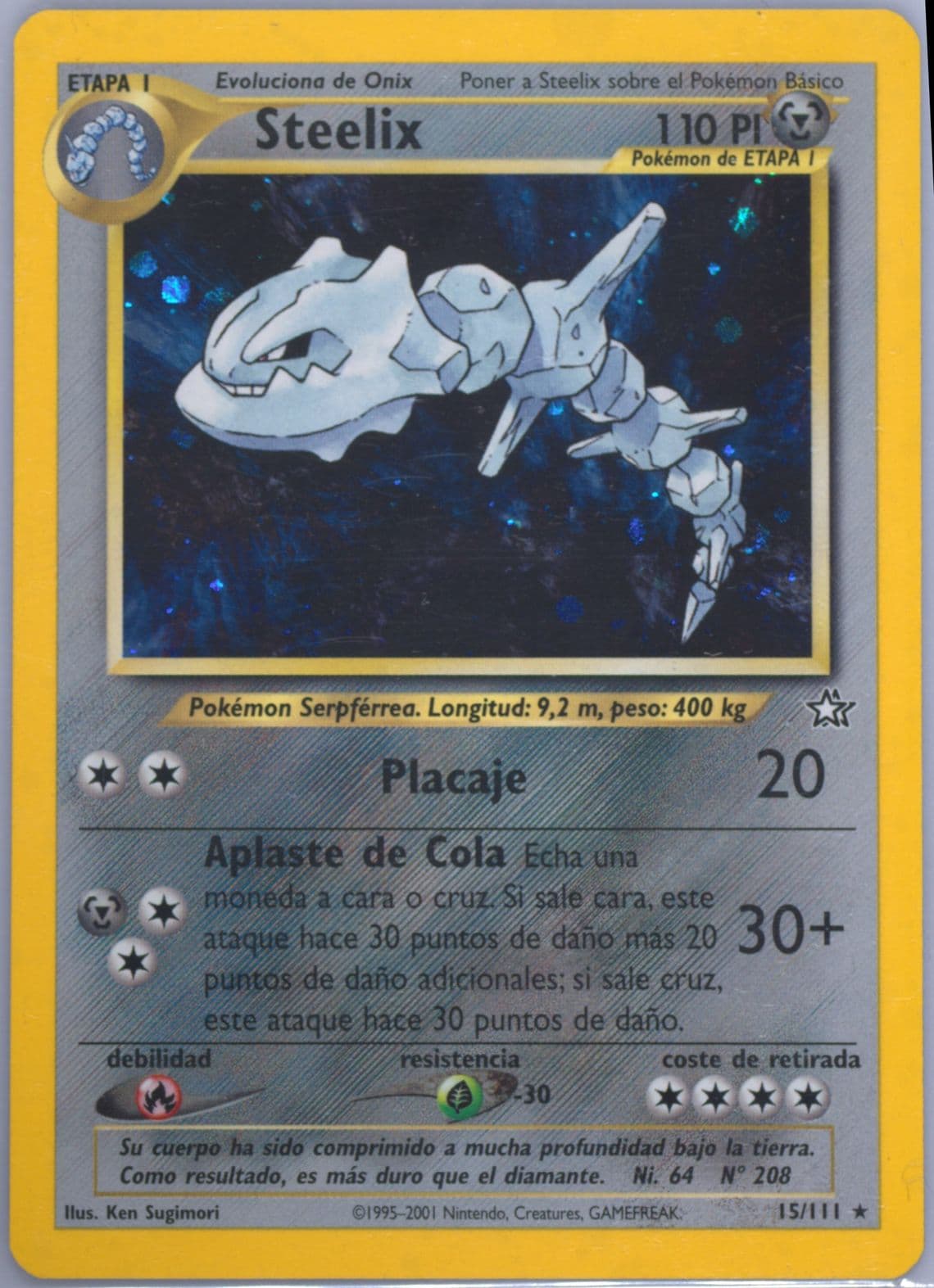 Steelix-Holo (15) 2001 Pokemon Spanish Neo Genesis