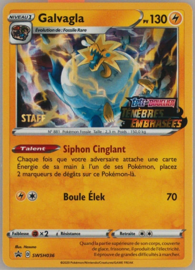 Galvagla-Holo Prerelease-Staff-French (036) 2020 Pokemon Swsh Black Star Promo