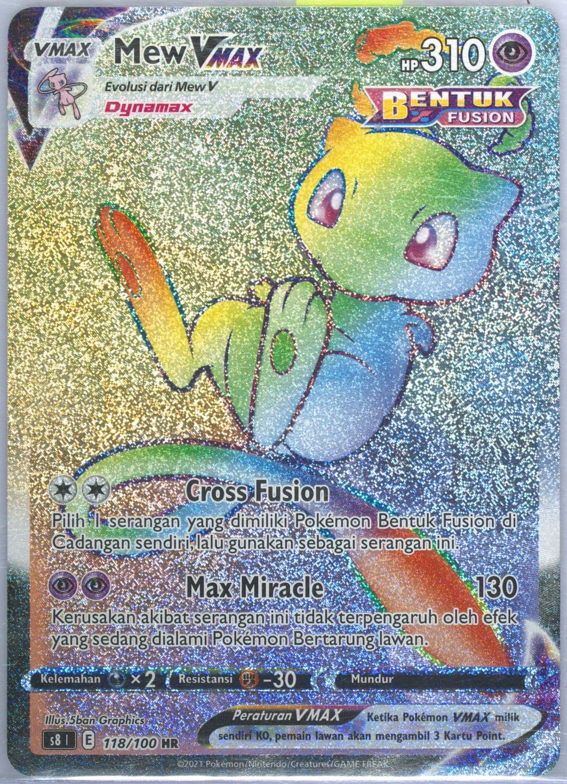 Full Art/Mew Vmax-Hyper (118) 2021 Pokemon Indonesian Sword & Shield Fusion Arts