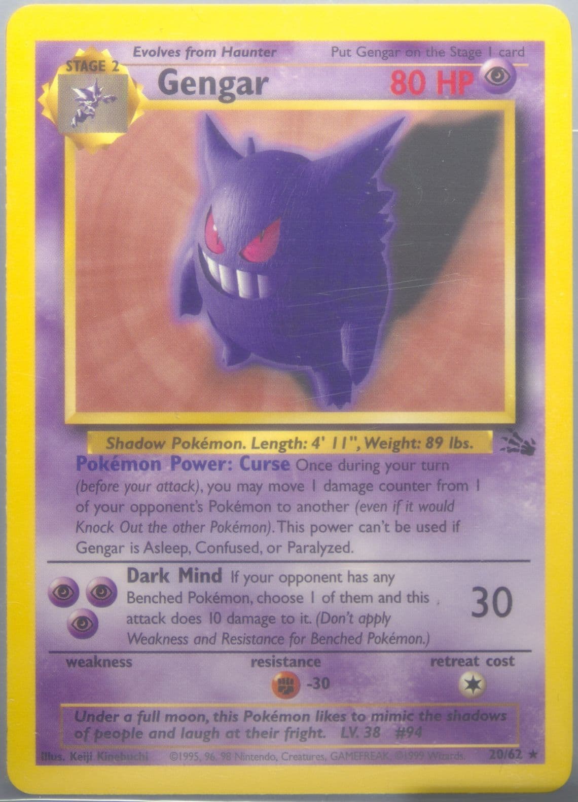 Gengar (20) 1999 Pokemon Fossil