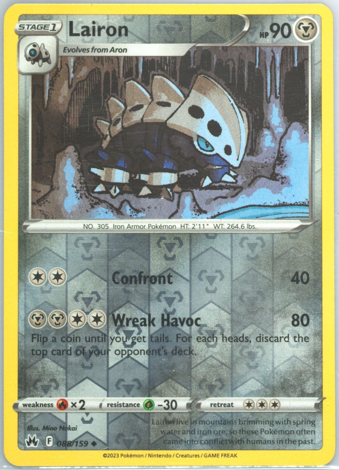 Lairon-Reverse Foil (088) 2023 Pokemon Sword and Shield Crown Zenith