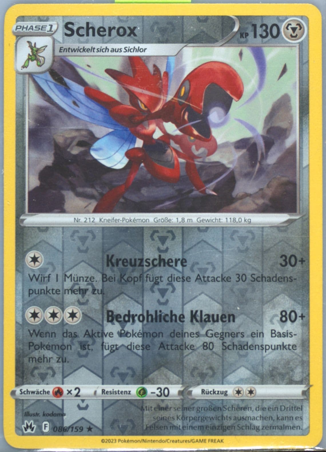 Scherox-Reverse Foil German (086) 2023 Pokemon Sword and Shield Crown Zenith