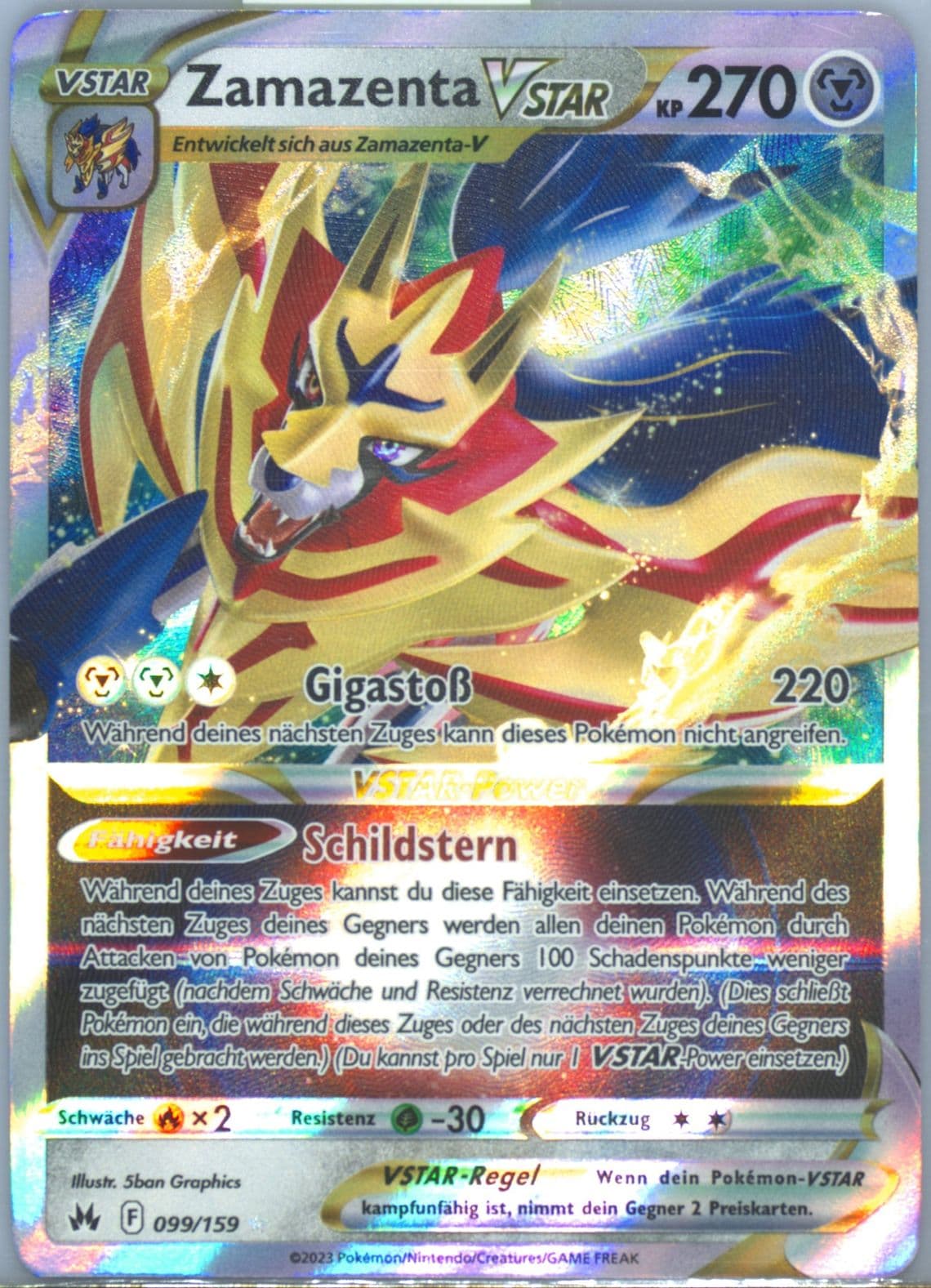 Zamazenta Vstar German (099) 2023 Pokemon Sword and Shield Crown Zenith