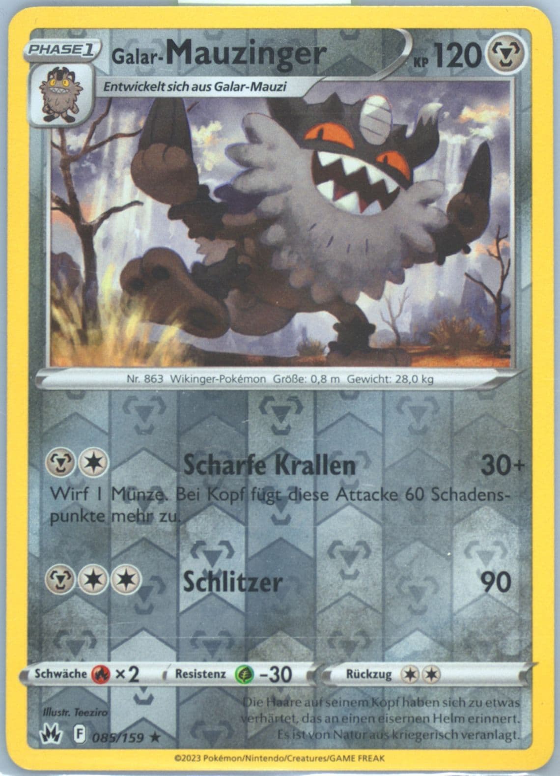 Galar-Mauzinger-Reverse Foil German (085) 2023 Pokemon Sword and Shield Crown Zenith