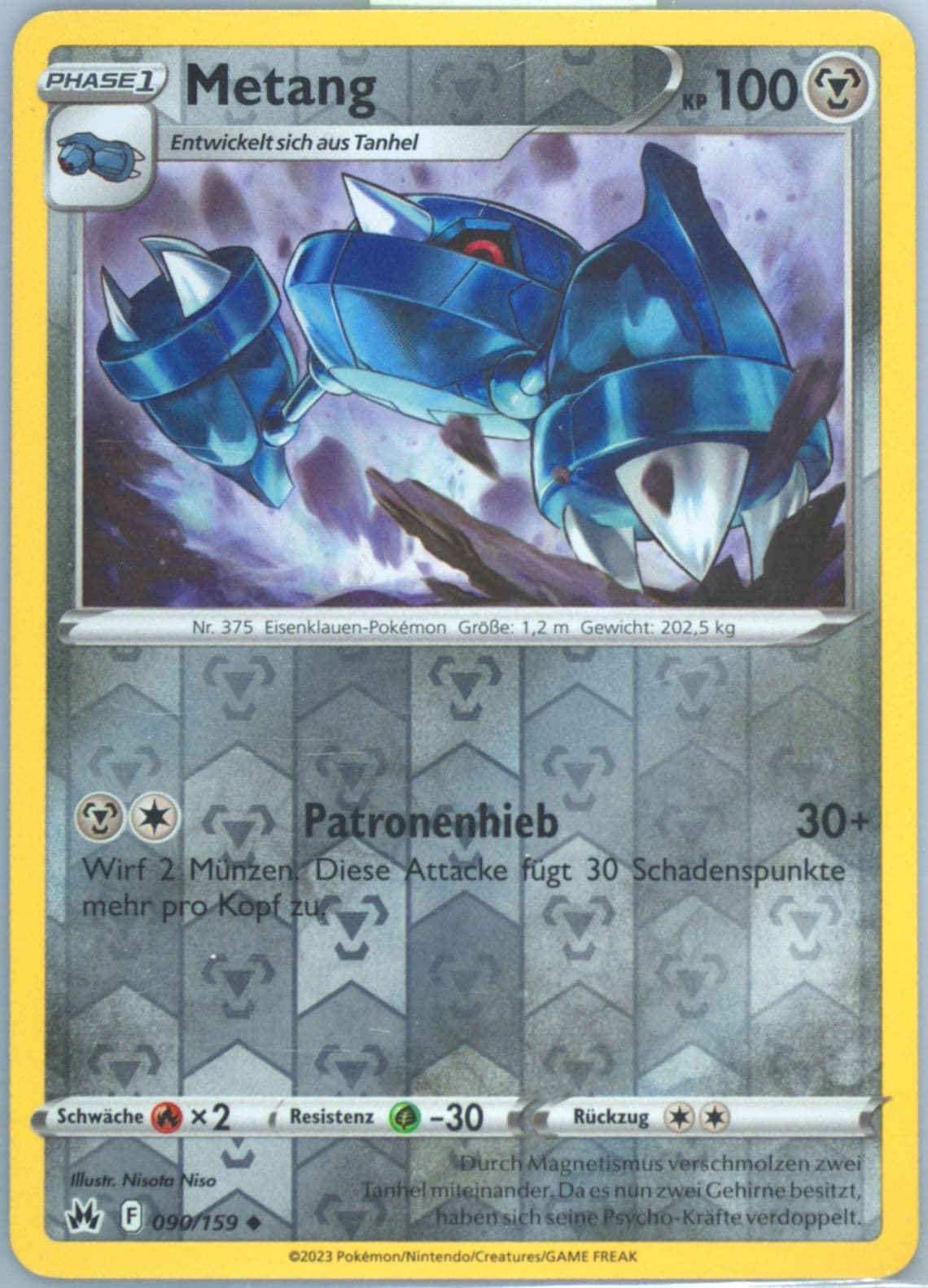 Metang-Reverse Foil German (090) 2023 Pokemon Sword and Shield Crown Zenith