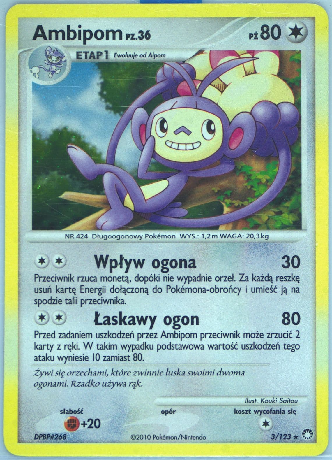 Ambipom-Holo (3) 2012 Pokemon Polish Diamond & Pearl Mysterious Treasures