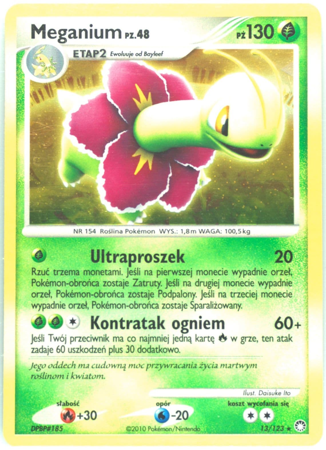 Meganium-Holo (13) 2012 Pokemon Polish Diamond & Pearl Mysterious Treasures