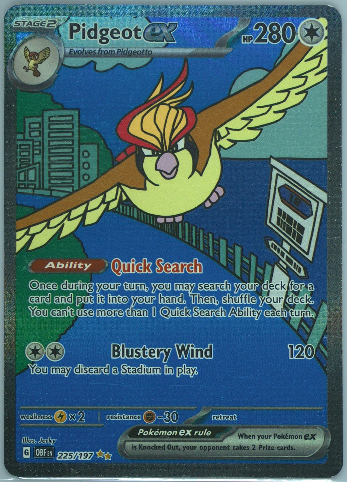 Pidgeot EX Special Illustration Rare (225) 2023 Pokemon Obf EN-Obsidian Flames