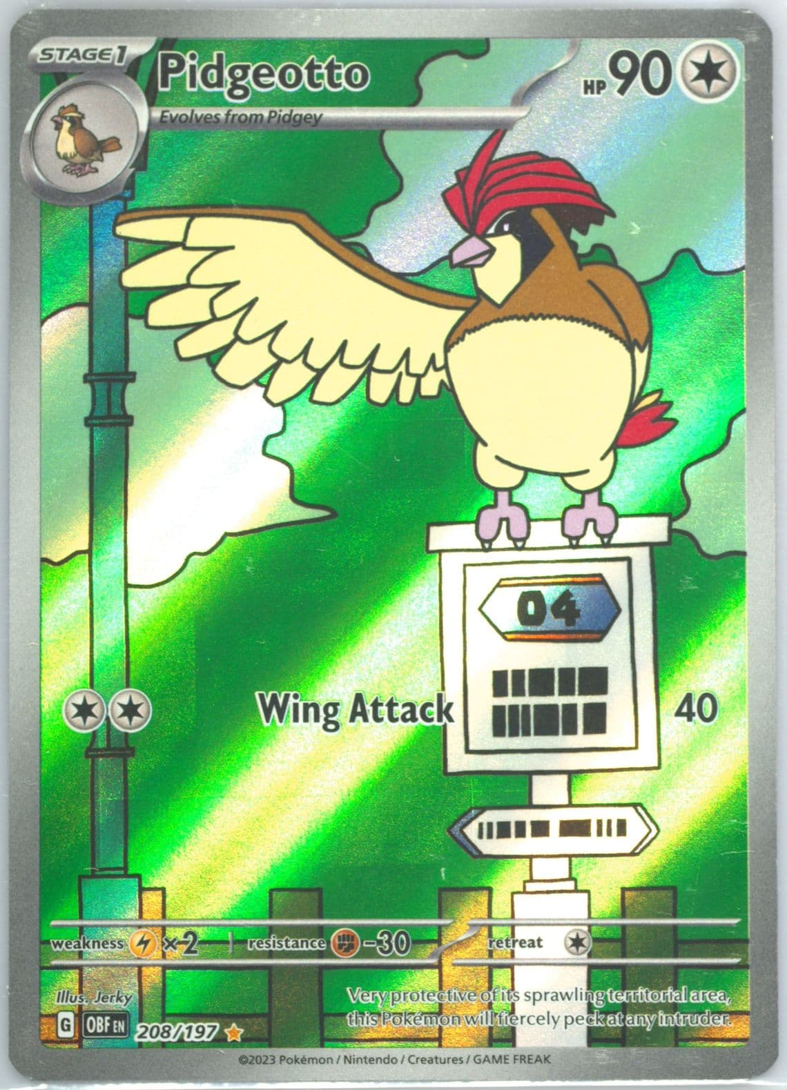 Pidgeotto Illustration Rare (208) 2023 Pokemon Obf EN-Obsidian Flames