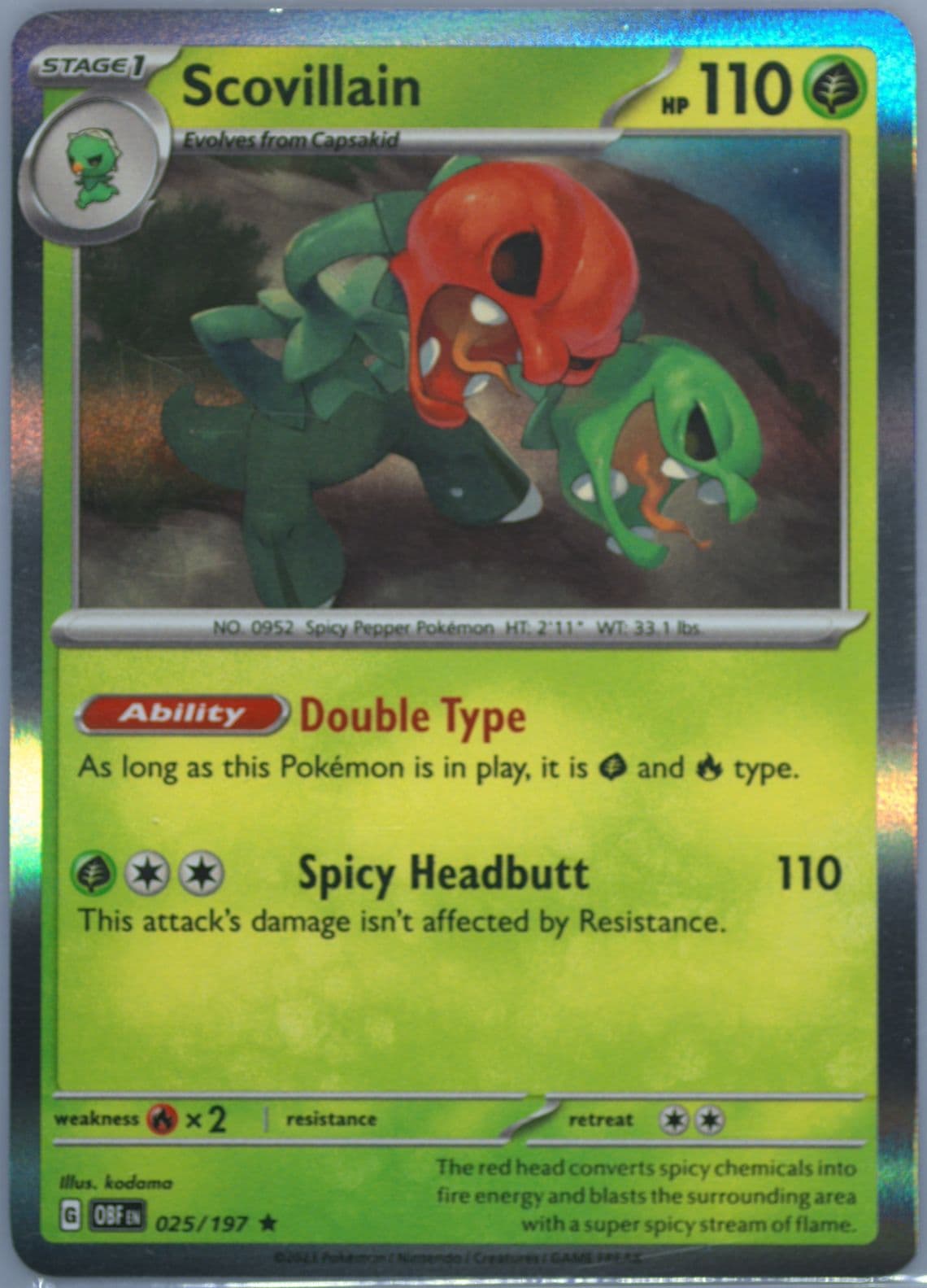 Scovillain (025) 2023 Pokemon Obf EN-Obsidian Flames