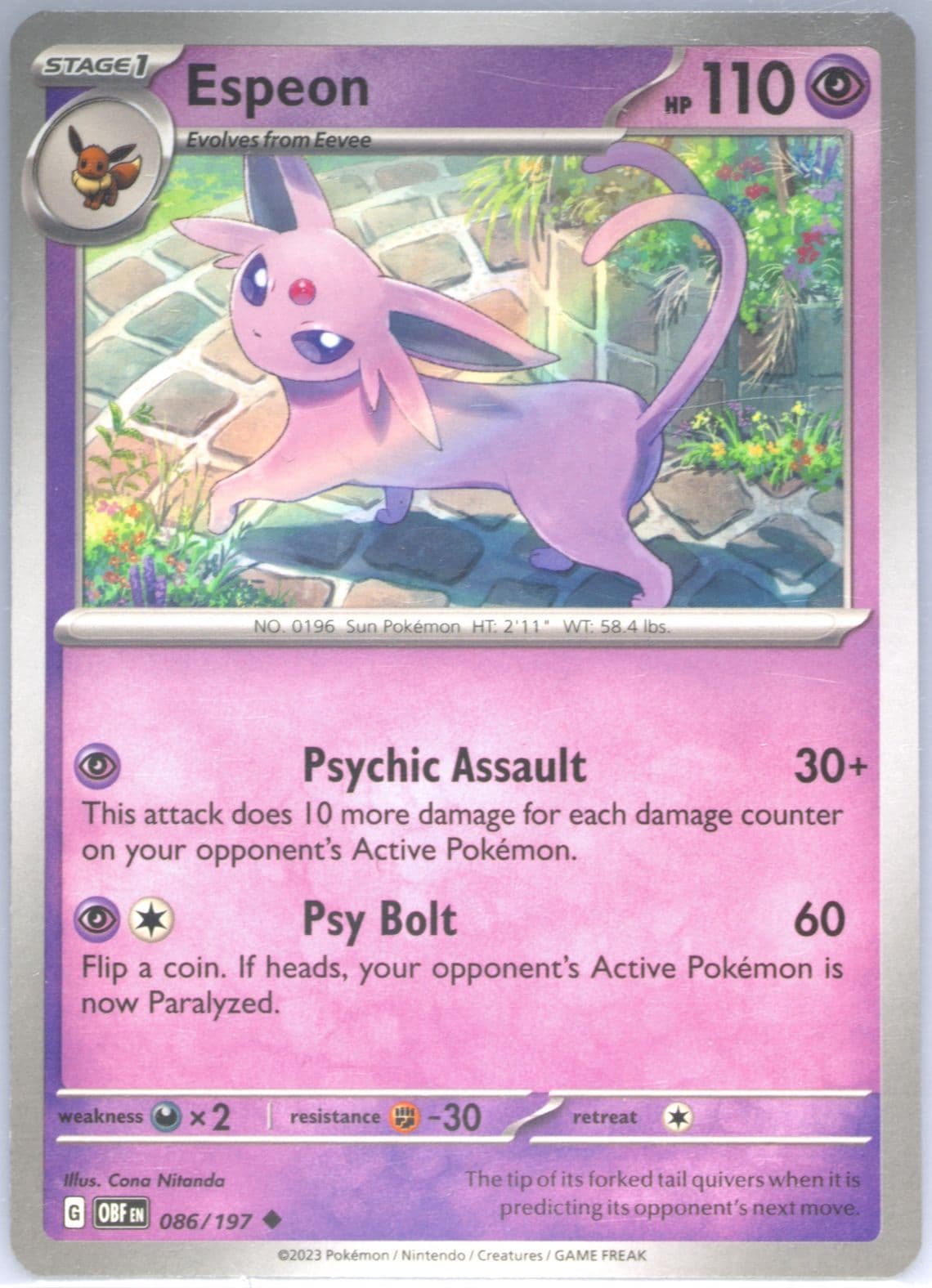 Espeon (086) 2023 Pokemon Obf EN-Obsidian Flames