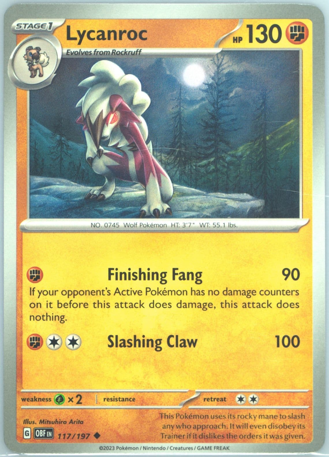 Lycanroc (117) 2023 Pokemon Obf EN-Obsidian Flames