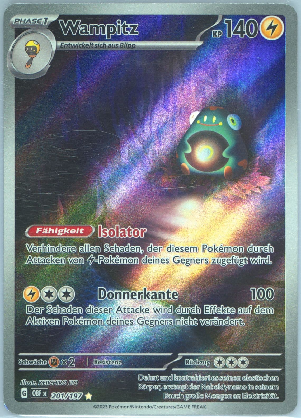 Bellibolt Illustration Rare (201) 2023 Pokemon German Obf de-Obsidian Flames